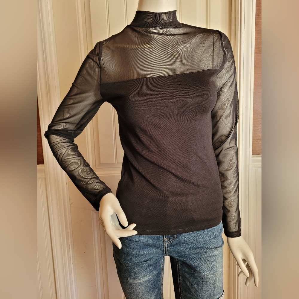 NWT Gap Black Longsleeve Mock Turtleneck Dressy Top S